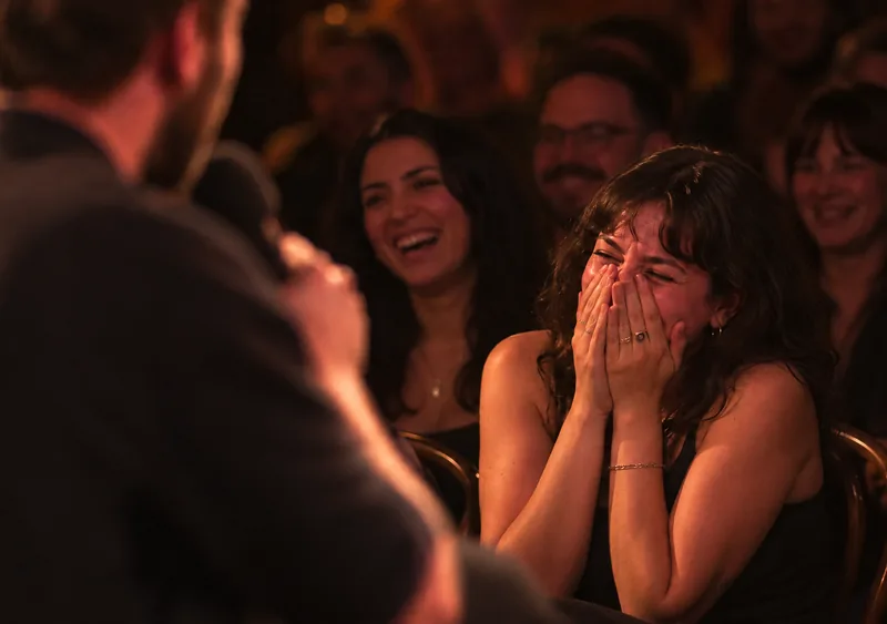 The crowd laughing at a Jetpack show