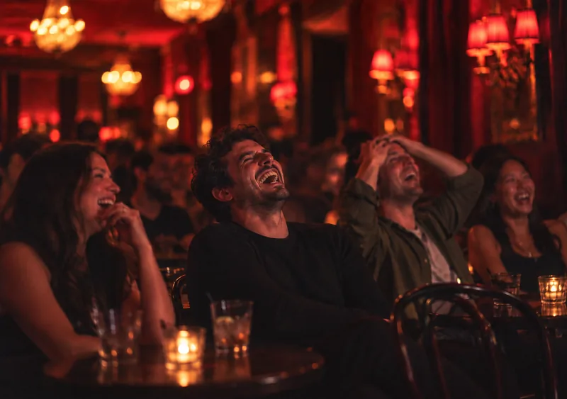 The crowd laughing at a Jetpack show