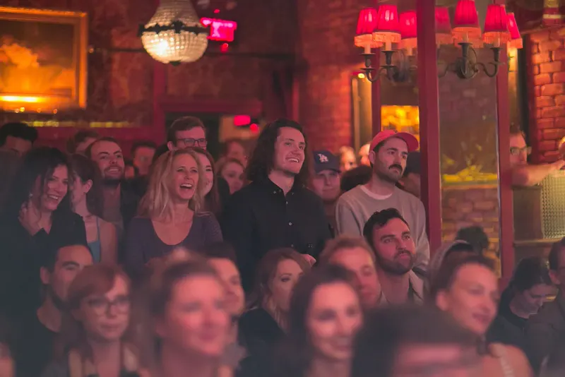 The crowd laughing at a Jetpack show