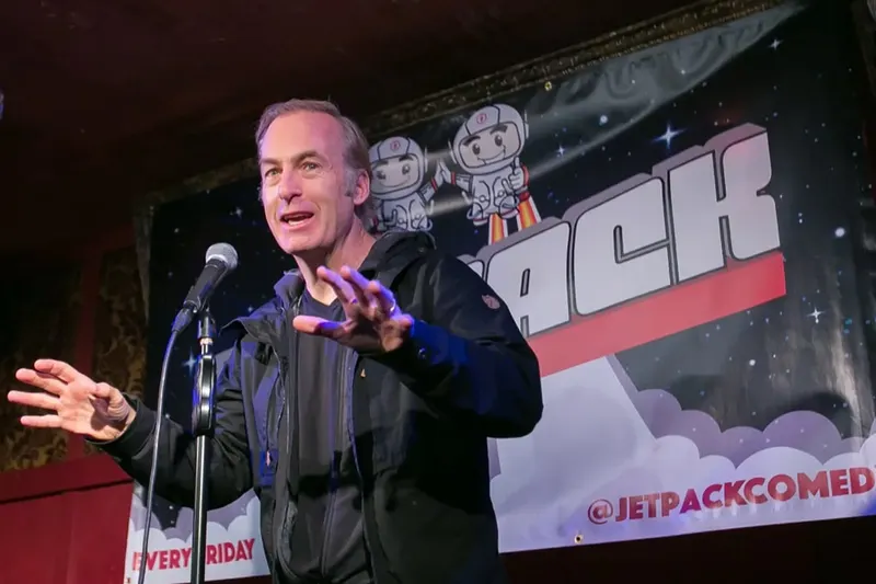 A comedian on the Jetpack stage