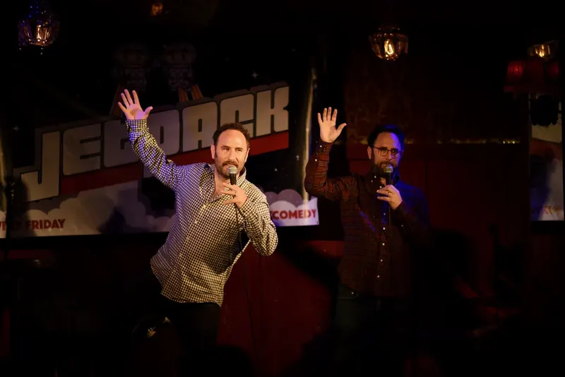 A comedian on the Jetpack stage